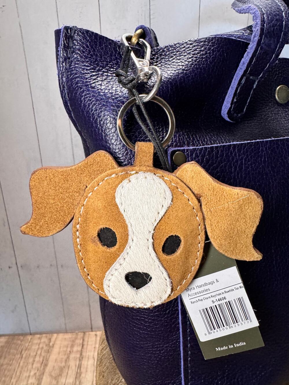 Cute Brown Dog Purse Charm Dog Lover Genuine Leather Bag Charm